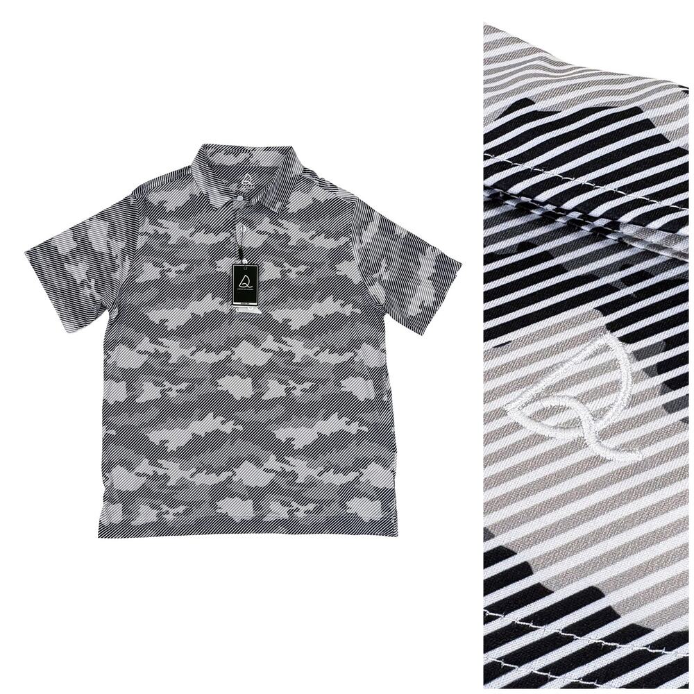 Deolax Golf Polo NWT Mens XL Gray Black Camo Athletic Stretch Performance